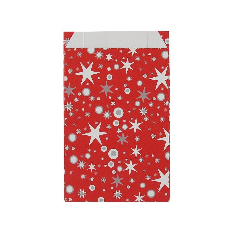 Red gift bag kraft with starry balls - Lot of 10