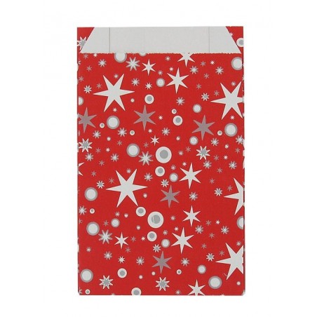 Red gift bag kraft with starry balls - Lot of 10
