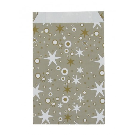 Taupe gift bag kraft with starry balls - Lot of 10