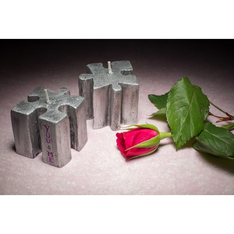 Bougies "Duo puzzle" argent