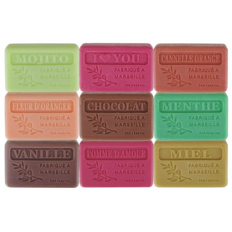 Parfums gourmands : 9 savons 100 gr, filmés