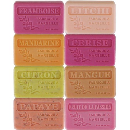Parfums fruits : 8 savons 125 gr, non filmés