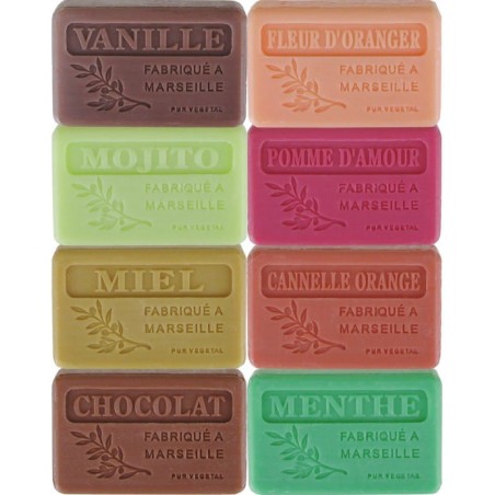 Parfums gourmands : 8 savons 125 gr, non filmés