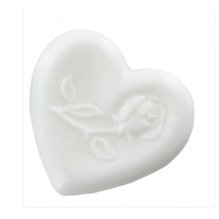 Savon sujet coeur blanc avec une rose incrustée