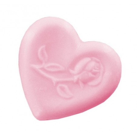 Savon sujet coeur rose avec une rose incrustée